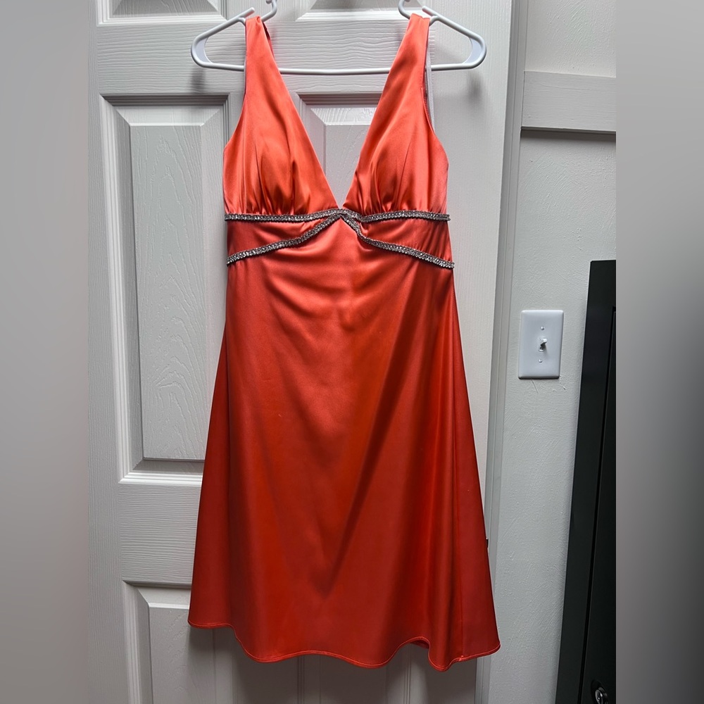 Orange Homecoming/Formal Short Silk Dress